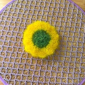 Handmade Yellow and Green Flower Dish Scrubber